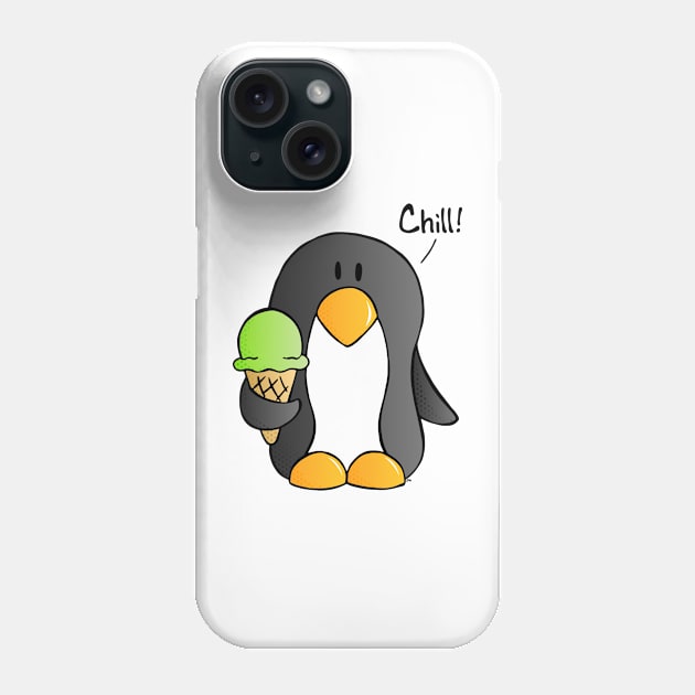 Chill! - Penguin with Mint Ice Cream Phone Case by FlyingDodo