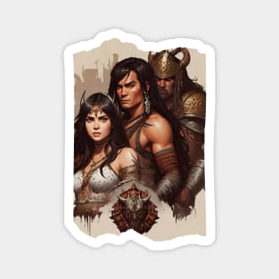 Conan, Belit, and Friend Family Portrait Magnet