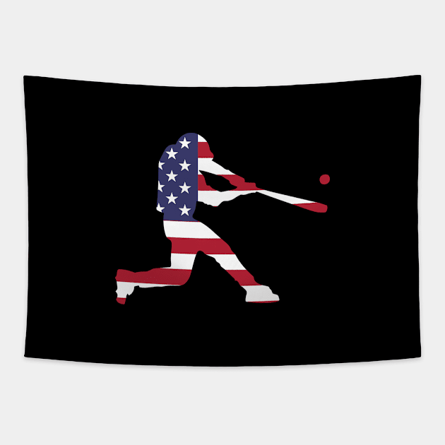 American Flag Baseball Hitter - Cool Baseball Shirt Tapestry by BKFMerch