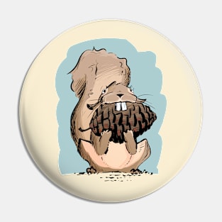 Squirrel with Huge Pinecone (Color) Pin