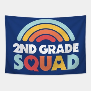 Cute School Teacher 2nd Grade Squad with Retro Rainbow and Hearts Tapestry