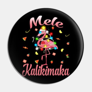 Mele Kalikimaka Tropical Hawaiian Christmas Flamingo Pin