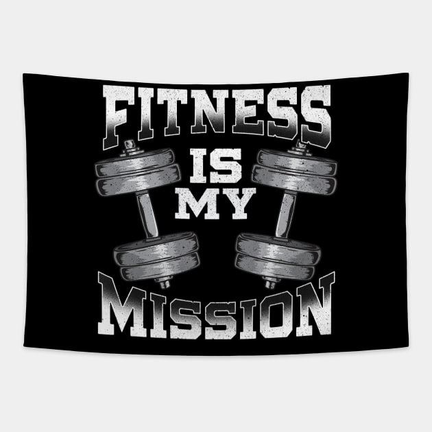 Fitness Is My Mission Motivated Weightlifting Gym Tapestry by theperfectpresents
