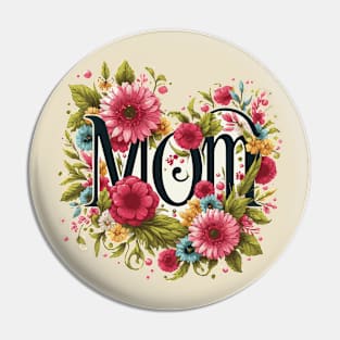 Worlds Best Mom Heart and Flowers Pin