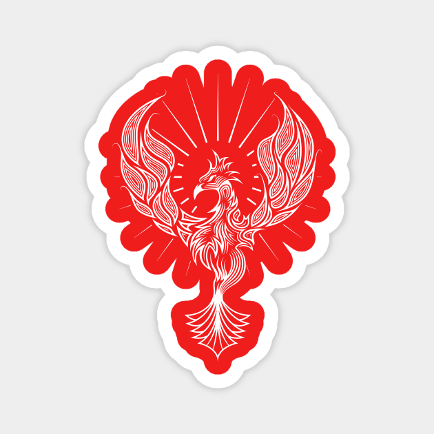 Tribal Pheonix Bird Rising In White Magnet by Pangea5