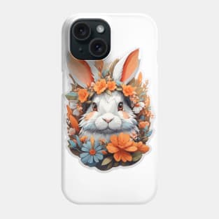 Cute Rabbit Head With Fantasy Flowers Splash Phone Case