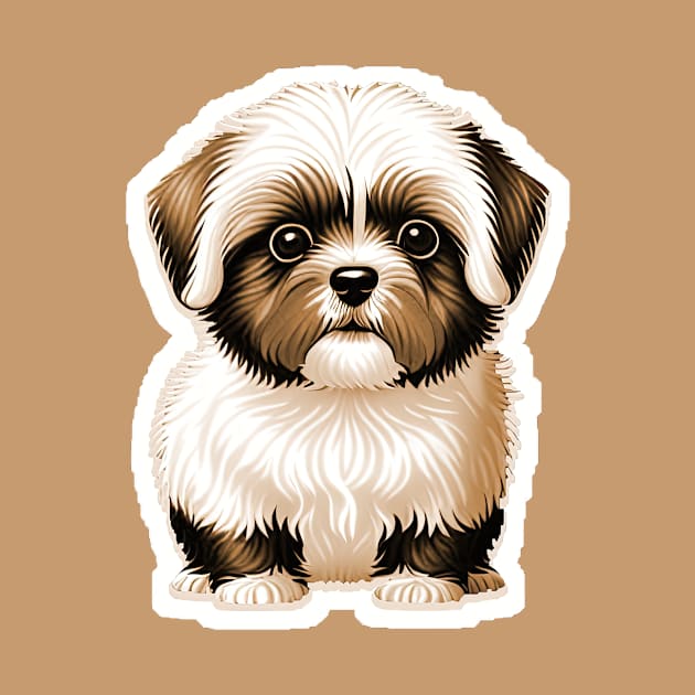 Havanese Puppy Dog with Brown & White Coat of Silky Soft Fur by SymbioticDesign