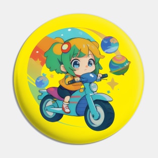 Planets Adventurer Rider Girl Chibi Cute Pin