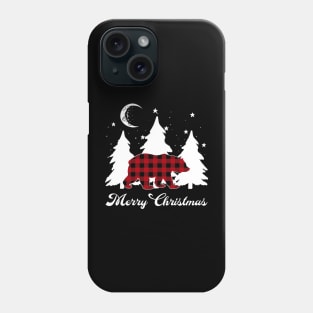 Red Buffalo Plaid Bear Matching Family Christmas Pajama Phone Case