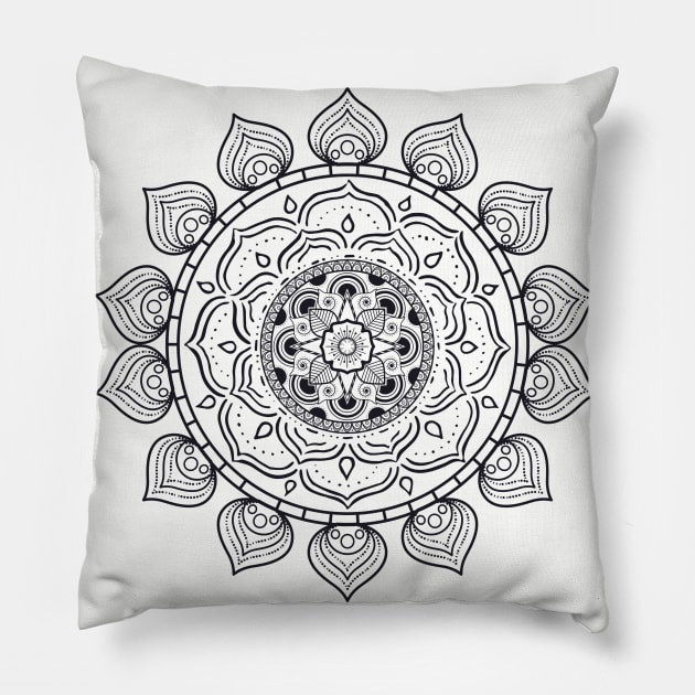 Mandala Flower Pattern Pillow by Helena Morpho 