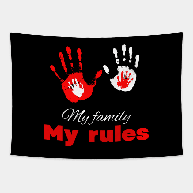 My family my rules cute minimalistic design Tapestry by Digital Mag Store