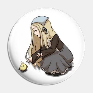 Girl with a cute little chick Pin