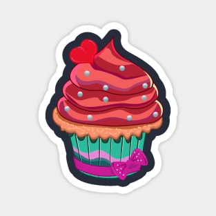 Cupcake with tasty cream and red heart Magnet