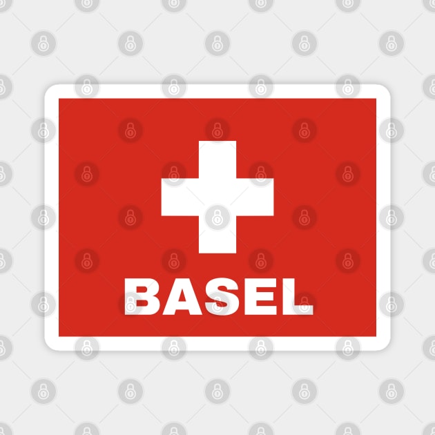Basel City in Swiss Flag Magnet by aybe7elf