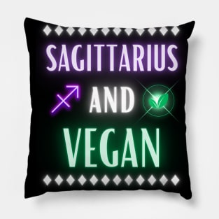 Sagittarius and Vegan Retro Style Neon Pillow