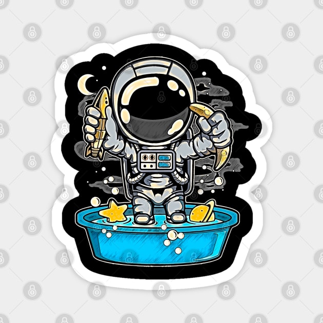 Astronaut Bath Tub • Funny And Cool Sci-Fi Cartoon Drawing Design Great For Any Occasion And For Everyone Magnet by TeesHood