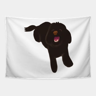 Smiling Black Fluffy Maltipoo Dog Tapestry