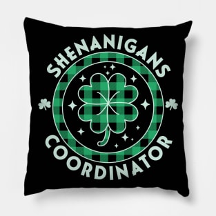 Shenanigans Coordinator Funny Teacher St Patrick's Day Plaid Pillow