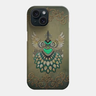 Beautiful elegant peacock in green colors Phone Case