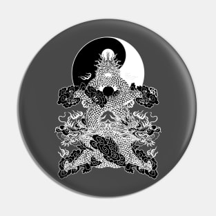 Yin Yang Buddah Karate Vintage Black White Graphics Pin