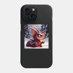 Baby Red Dragon with Fins in the Snow Phone Case