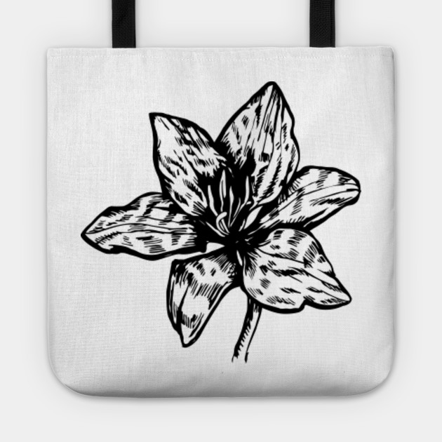 Flowers Icon Lily Black White Drawing Flower Tragetasche