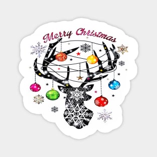 Merry Christmas Xmas Reindeer Jingle Bells Snowflakes Magnet