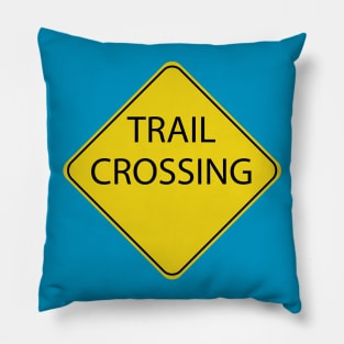 Caution Road Sign Trail Crossing Pillow