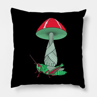 Mushroom and Grasshopper Pillow