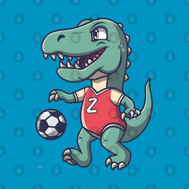 Cool dinosaur playing football by Spaceboyishere