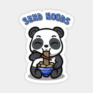 Kawaii Panda Eating Ramen Send Noods Funny Kawaii Panda Blue Magnet