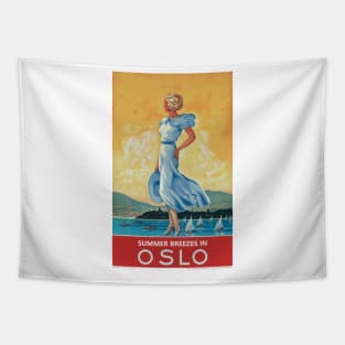 Summer Breezes in Oslo - Vintage Travel Poster Tapestry