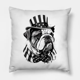 Bulldog 4th of July Pillow