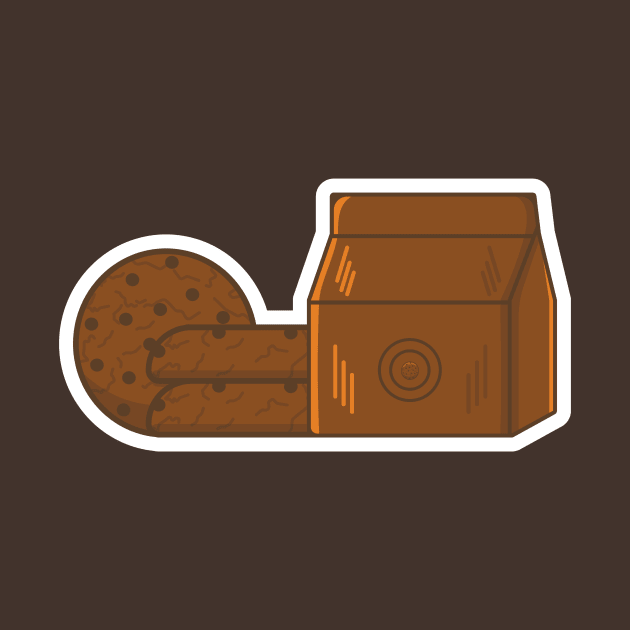 Cookies Delivery Paper Bag with Chocolate Chip Cookies Sticker vector illustration. Food object icon concept. Home and Restaurant breakfast food sticker vector design with shadow. by AlviStudio