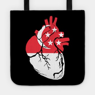 Singapore Flag, Anatomical Heart Design Tote