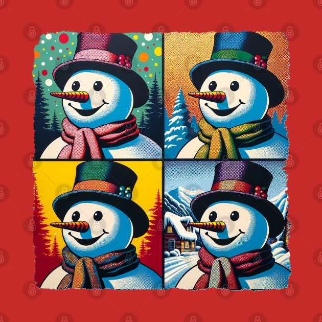 Frosty Fusion: Pop Art's Coolest Creation - Pop Snowman by PawPopArt