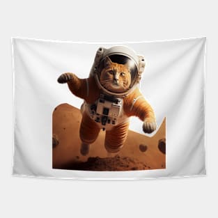 Yellow astronaut cat in mars Tapestry