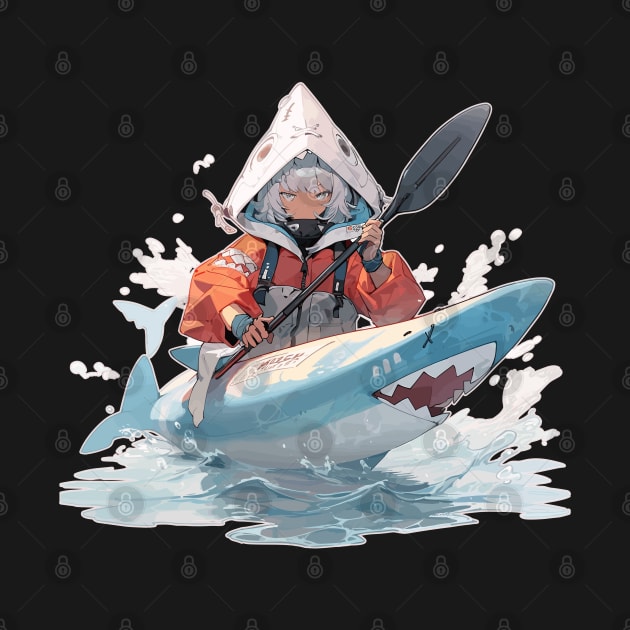 Anime Gurl in a Shark Shaped Kayak by DanielLiamGill