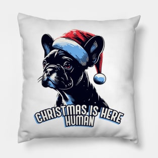 Print design christmas french bulldog with santa hat backlight Pillow