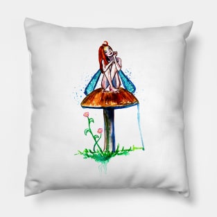 Mushroom Fairy and flowers Pillow