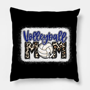 Volleyball Mom Blue Leopard Pillow