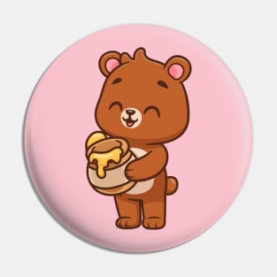 Cute Bear Holding Honey Cartoon Pin