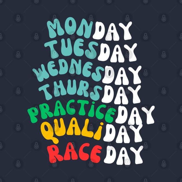 F1 funny race week dayss, Formula 1 Graphic shirt (please send us a message if you want another custom design) by pitshopmerch@gmail.com