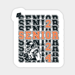 Senior Football Player Grad Retro Sport Tipography 2024 Graduation Magnet