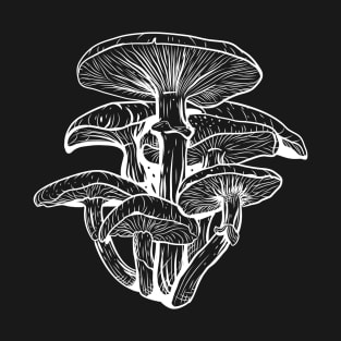 White Simplistic Mushroom Artwork T-Shirt