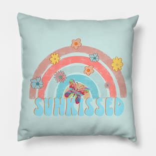 SUNKISSED, rainbow, pastel, summer, butterfly, flowers, floral, gift Pillow