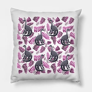 Modern Dinosaur Pattern - Pink Pillow