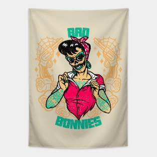 Cool Vintage "Bad Bonnies" Rockabilly Tapestry