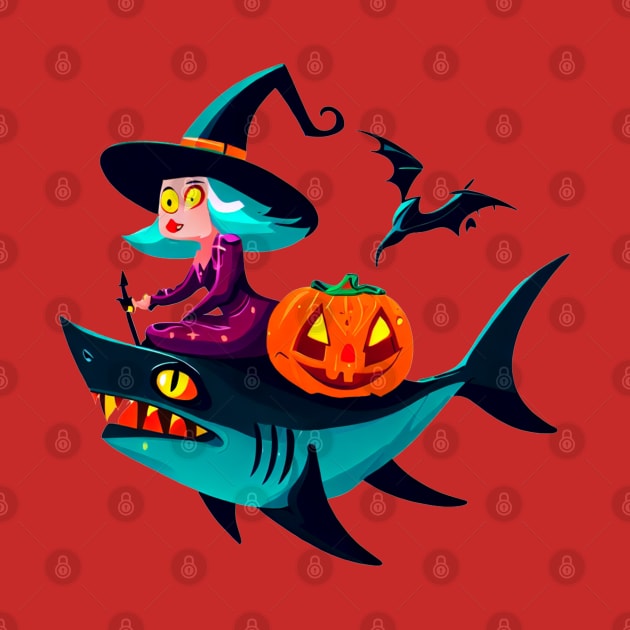 Wicked Witch's Shark Ride: A Spooky Halloween Adventure by FromHamburg