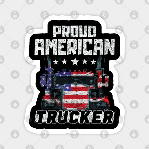 Proud American Trucker #TruckerHeroes Truck Driver Magnet by Trucker Heroes